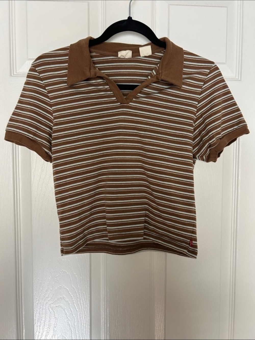 Levi's Brown and White Striped Polo Shirt